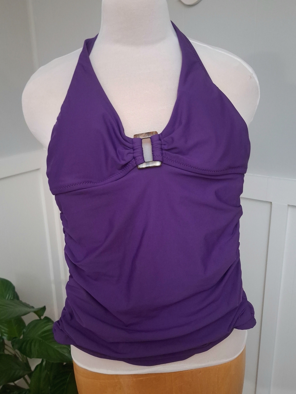 NWT Helen Jon Purple Halter Tankini with Center Accent